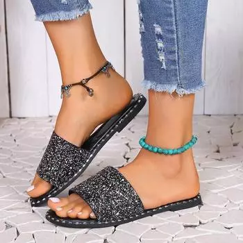 Европейские и американские тапочки Grit на плоской подошве Женские тапочки Односимвольные африканские классные тапочки Женская обувь 36 жёлтый