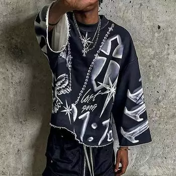 Европейские и американские топы с круглым вырезом в стиле уличного хип-хопа, напечатанные на 3D-принтере S королевский синий