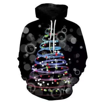 Европейские и американские трансграничные производители поставляют оптом через интернет-магазины 3D цифровую печать мужских толстовок с капюшоном рождественской серии S