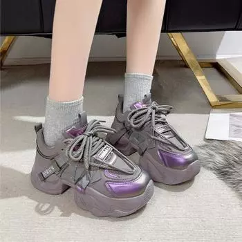 Европейские и американские туфли для пап на толстой подошве, женские, 2024, новые, цветные, внутренние, высокие, повседневные, роскошные, спортивные туфли Zapatos Mujer 35