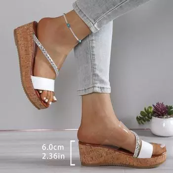 Европейские и американские туфли на танкетке с застежкой-молнией «рыбий рот» женские сандалии на танкетке женская обувь зарубежного производства женская обувь на танкетке 36 белый