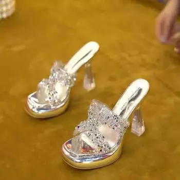 Европейские и американские туфли на высоком каблуке не надоедают, женские летние босоножки 2025 года, новые водонепроницаемые туфли на толстом каблуке со стразами на платформе 34