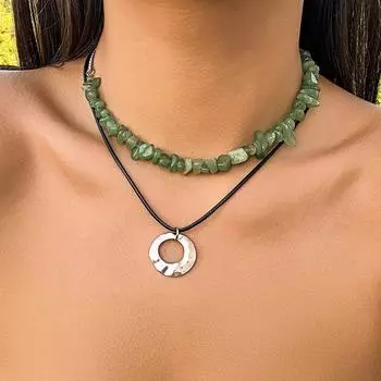 Европейские и американские украшения, женское универсальное ожерелье в стиле ретро из бисера, простое персонализированное кольцо из восковой линии, цепочка на ключицу.