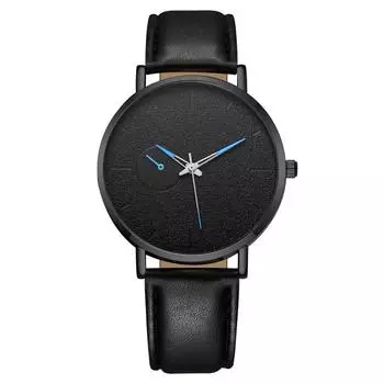 Европейские и американские ультратонкие односторонние синие игольчатые мужские часы мужские часы с ремешком кварцевые часы обработка настройка