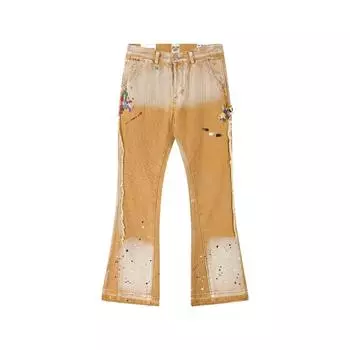 Европейские и американские уличные джинсы с потертостями, ретро-персонализированные прямые брюки-клеш, модные джинсовые брюки M