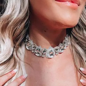 Европейские и американские универсальные женские цепочки на шею со стразами, сенсорные аксессуары золотистый