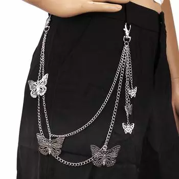 Европейские и американские ювелирные изделия двухслойная цепочка бабочка кулон поясная цепочка женская мода личность модные рабочие брюки украшение