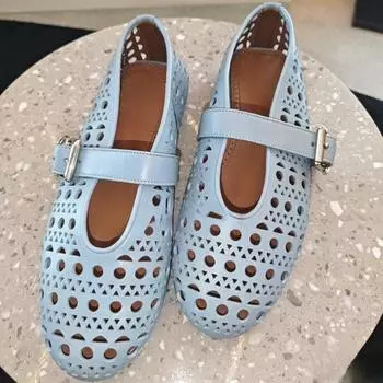 Европейские и американские весенне-летние новые дышащие и удобные одиночные туфли с сетчатой подошвой на плоской подошве, женские балетные танцевальные туфли 35