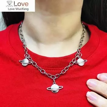 Европейские и американские ветровые инсы крутые банджи вогнутой формы планета аксессуары индивидуальность темный кулон ожерелье мужчины женщины тренд