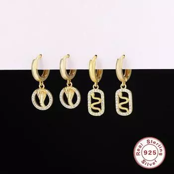 Европейские и американские винтажные серьги из стерлингового серебра 925 пробы с подвеской в виде змеиного сердца и цирконием для женщин и девочек