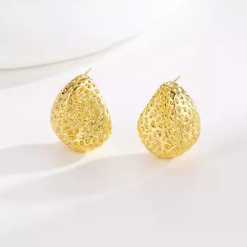 Европейские и американские высококачественные сферические серьги-капли с кованым узором из лавы и медным покрытием