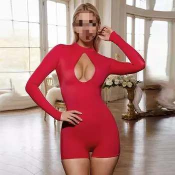 Европейские и американские женщины грудь выдолбленная большой спинки облегающий комбинезон S красный