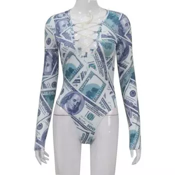 Европейские и американские женщины сексуальный горячий девушка белый круглый вырез принтованный комбинезон топ S белый