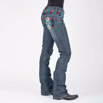 Европейские и американские женские джинсы, прямые и тонкие потертые джинсы с принтом XL