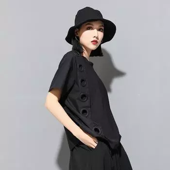 Европейские и американские женские летние футболки с короткими рукавами и люверсами - Dark Yamamoto Trend XL (135-160 lbs)