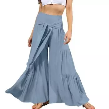 Европейские и американские женские модные темпераментные брюки с эластичной талией и широкими штанинами, повседневные свободные брюки S
