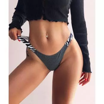 Европейские и американские женские стринги из чистого хлопка, удобные широкие резиновые ленты с леопардовым принтом под зебру и футболки с высокой вилкой S