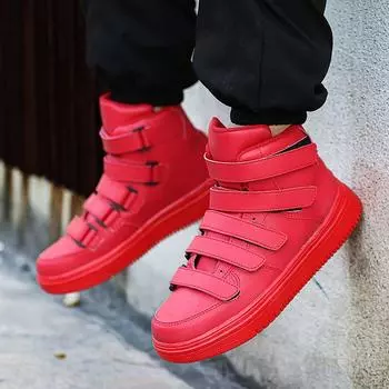 Европейские красные мужские туфли Station ins High Top Board Shoes универсальные повседневные спортивные туфли с застежкой-липучкой маленькие белые туфли 39