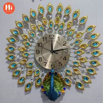 Европейские креативные часы павлин настенные часы гостиная домашние настенные часы настенные часы 60*60