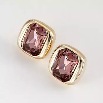 Европейские квадратные серьги-гвоздики с кристаллами, женские темпераментные простые серьги-иглы из стерлингового серебра, геометрические серьги с кристаллами. красный