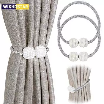 Европейские магнитные подхваты для штор Pearl Ball Home пряжка для штор плетение зажимы держатель для веревочных ремней для больших драпировок украшение