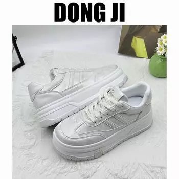 Европейские маленькие белые туфли женские кожаные толстые подошвы показывают тело новые популярные универсальные увеличивающие рост маленькие спортивные туфли для кексов 35 шампанского