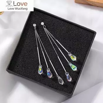 Европейские модные серьги Кристалл 925 серебряная игла темперамент красочные капельные украшения подходят женщинам