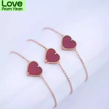 Европейские модные ювелирные изделия из стерлингового серебра 925 пробы с сердоликом Love Lady браслет милый романтический бренд роскошный подарок 18cm-18.5cm