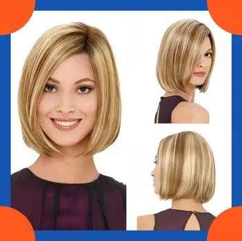 Европейский парик модный короткий прямой парик для женщин золотой