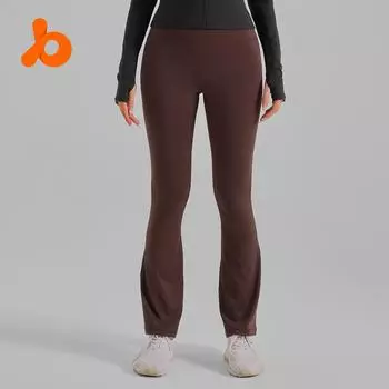 Европейские расклешенные штаны для йоги цвета персика и телесного цвета с высокой талией XL