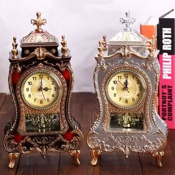 Европейские ретро настольные часы, современный дизайн, декоративные настольные часы для спальни в античном стиле с 12 музыкальными почасовыми звонками, настольные часы белый