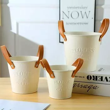 Европейские садовые растения, ваза для цветов, металлическое железное ведро для цветов, горшечный контейнер для растений, деревенский домашний офис, балкон, садовые украшения S белый