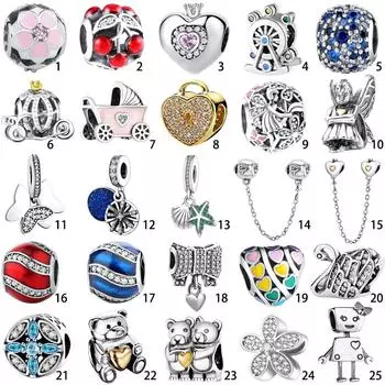 Европейские серебряные подвески S925, подвески из бисера, подходят для браслетов из стерлингового серебра, браслеты-цепочки, оригинальная мода, сделай сам, изготовление ювелирных изделий, подарок