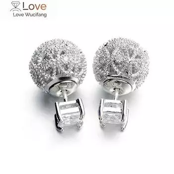 Европейские серебряные серьги-иглы 925 пробы с полыми резными шариками женские кристаллы из Австрии простой темперамент дикий