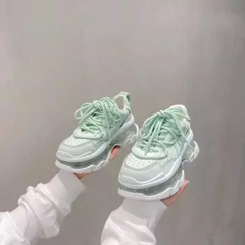 Европейские товары весна 2025 новые кожаные туфли на шнуровке для спорта и отдыха женские туфли с толстой подошвой с воздушной подушкой для папы Random stock shoes белый