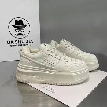 Европейские туфли на кожаной белой подошве для женщин 2024 года, весна-лето, новые флисовые туфли на платформе Muffin, модные повседневные универсальные туфли для сёрфинга 35