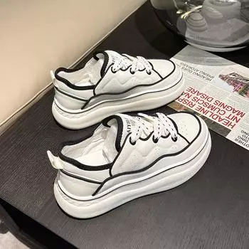 Европейские туфли на толстой подошве белого цвета, новые весенние туфли из натуральной мягкой кожи, легкие, простые, универсальные, повседневные, спортивные туфли 35 белый