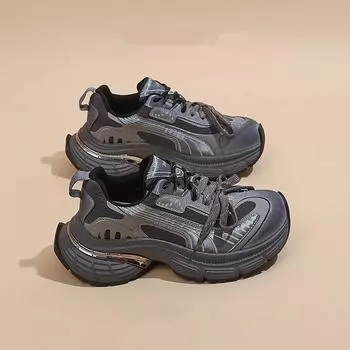 Европейские туфли на толстой подошве с эффектом увеличения роста для папы, женские, весна 2025, новые модные, крутые, жареные, уличные, легкие, повседневные кроссовки для бега 35 хаки