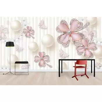 Европейские ювелирные изделия Цветочные обои Геометрический шар Фон Настенная роспись Гостиная Спальня 3d Обои Домашний декор 200 cm(W) x 140 cm(H)
