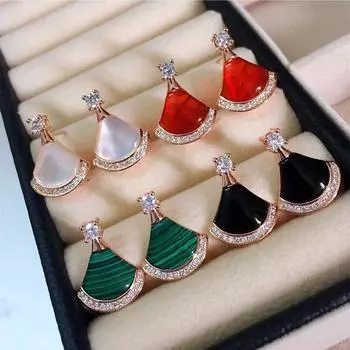 Европейские ювелирные изделия из стерлингового серебра 925 пробы с натуральной агатовой ракушкой, маленькие серьги-юбки, женские модные роскошные вечерние подарки