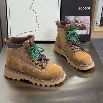 Европейские винтажные женские осенние новые короткие ботинки в британском стиле с толстой подошвой в стиле вестерн 35