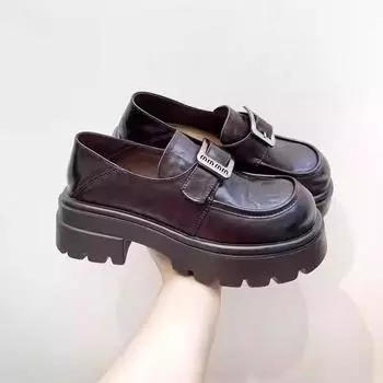 Европейские женские туфли Station из натуральной кожи на платформе Muffin в британском стиле, небольшие кожаные туфли, одинарные туфли 35