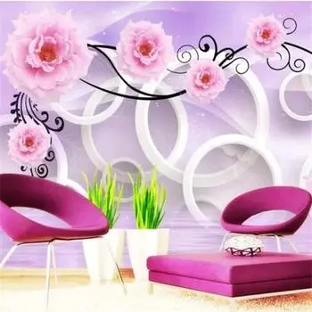 Европейский 3d Роза Отражение Круг Фреска Гостиная Спальня Отель Фон Настенная Живопись 3d Обои 200 cm(W) x 140 cm(H)