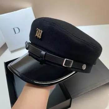 Европейский, американский британский стиль персонализированный ремень M стандартная темно-синяя шляпа осень-зима новая шерстяная черная кепка якорь газетчик Adjustable