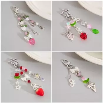 Европейский американский милый кулон из акрила с клубникой и брелок из сплава с жемчужными бусинами k 0232k1 белый