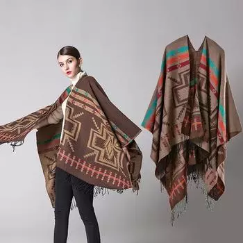 Европейский Американский Популярный Кисточка Утолщенный Кашемир Как Национальный Стиль Дорожная Шаль Шарф Осень Зима Бросает вызов Холоду Шали as the picture