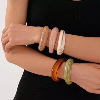 Европейский американский стиль нерегулярный широкий браслет богемный ретро кольцо на руку акриловый открытый браслет подарок коричневый