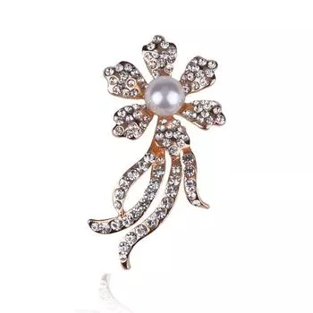 Европейский бант жемчужина брошь булавка металл бриллиант кристалл цветок брошь свадебные аксессуары