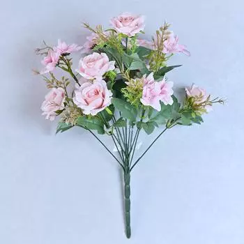 Европейский букет из роз в виде имитации 12 вилок для дома, гостиной, цветочная композиция, искусственный цветок, украшение стола в отеле, шелковый букет из роз розовый