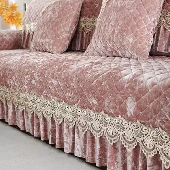 Европейский чехол для дивана в гостиную, утолщенный, теплый, нескользящий, плюшевый, универсальный, с подолом, подушка для дивана, полотенце, полный чехол 70x70 s